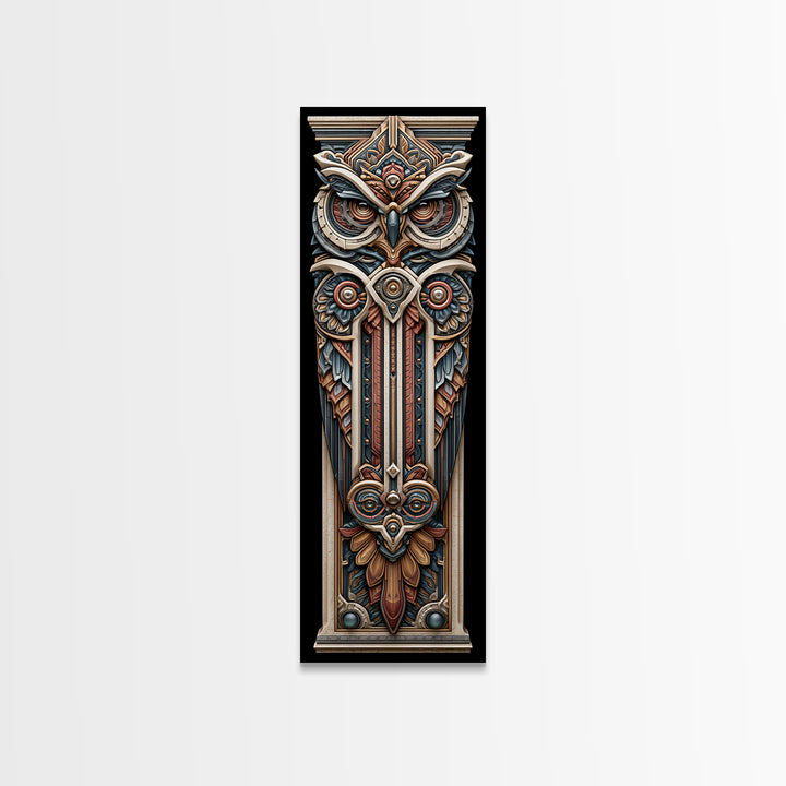 Sacred Owl Formed from Symmetrical Linework Canvas Print, Sacred Geometry Art, Decorations, Living Room Decor, Abstract Art, SGA-1x3-78