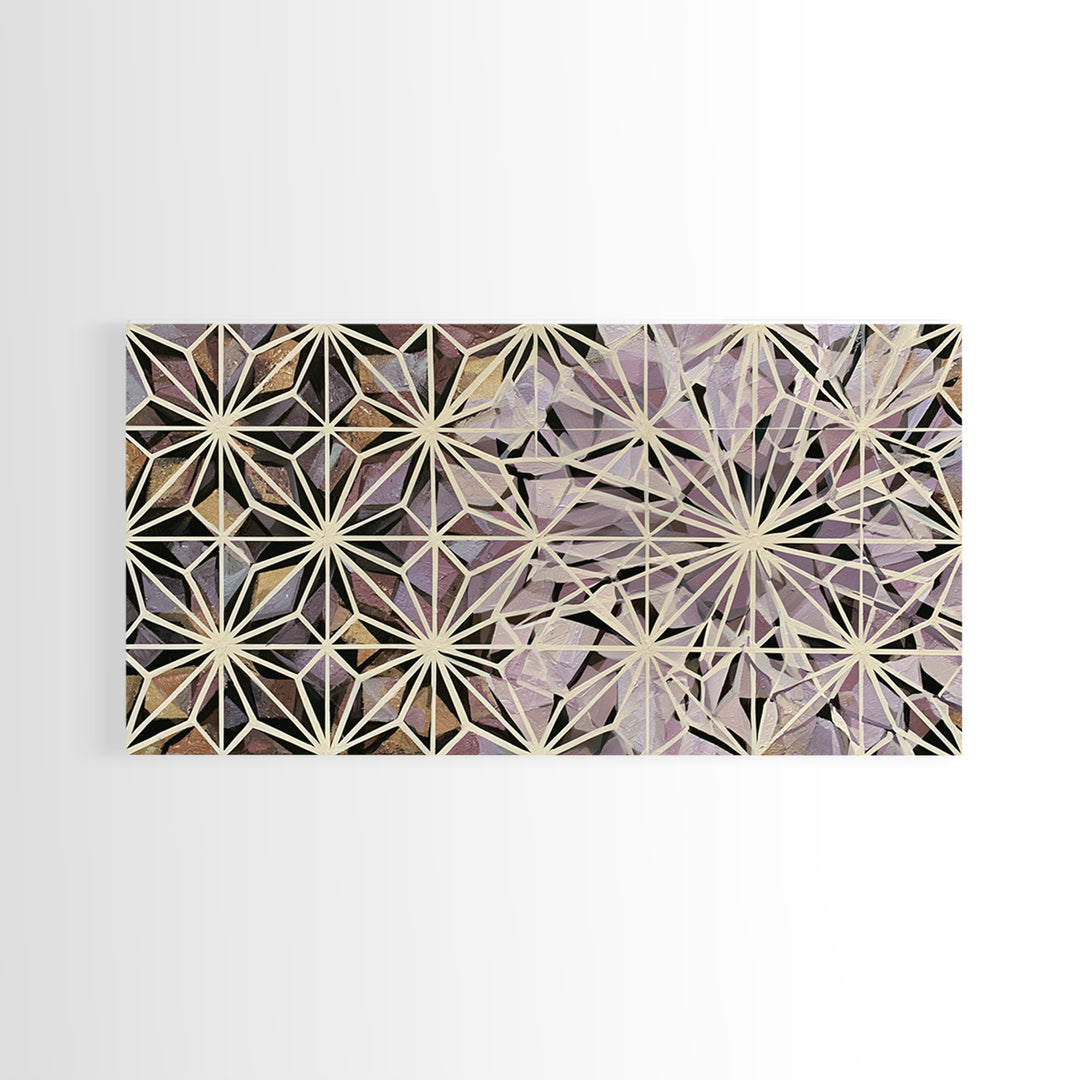 Crystal Grid Pattern Framed Canvas Print, Sacred Geometry Art, Wall Decor, Living Room Decor, Geometry, Boho Wall Decor, SGA-2x1-25