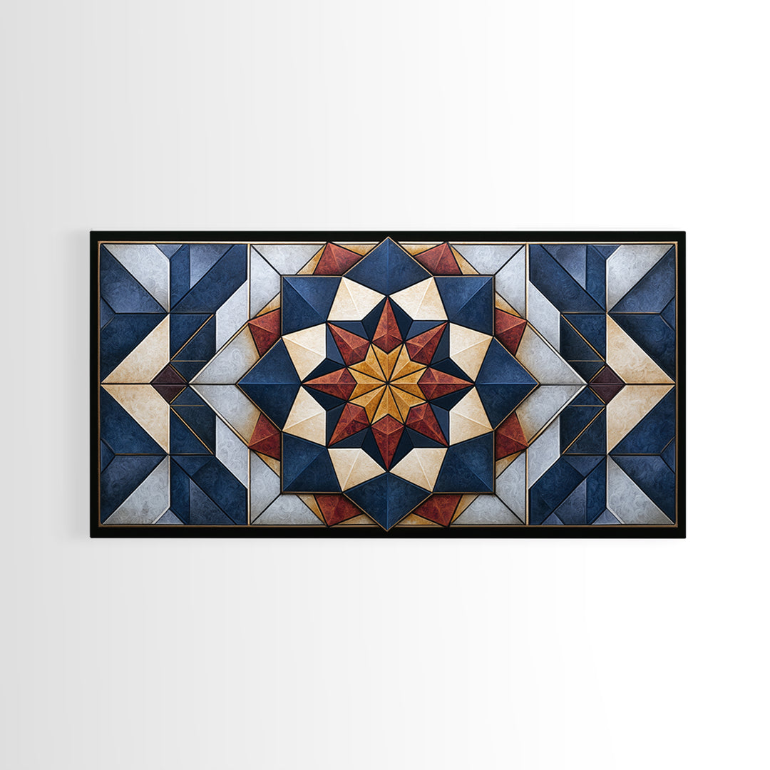 Black and Gold Geometric Rosette Canvas Print, Sacred Geometry Art, Contemporary Art, Living Room Decor, Abstract Art, Geometry, SGA-2x1-32