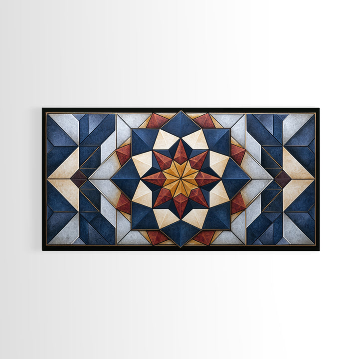 Black and Gold Geometric Rosette Canvas Print, Sacred Geometry Art, Contemporary Art, Living Room Decor, Abstract Art, Geometry, SGA-2x1-32