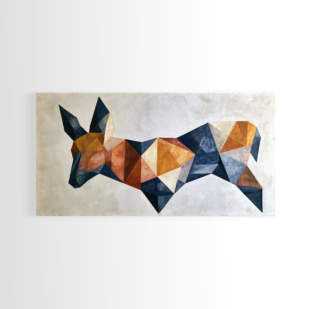 Sacred Deer Formed from Geometric Facets Framed Canvas Print, Sacred Geometry Art, Wall Art Print, Living Room Decor, Geometry, SGA-2x1-51