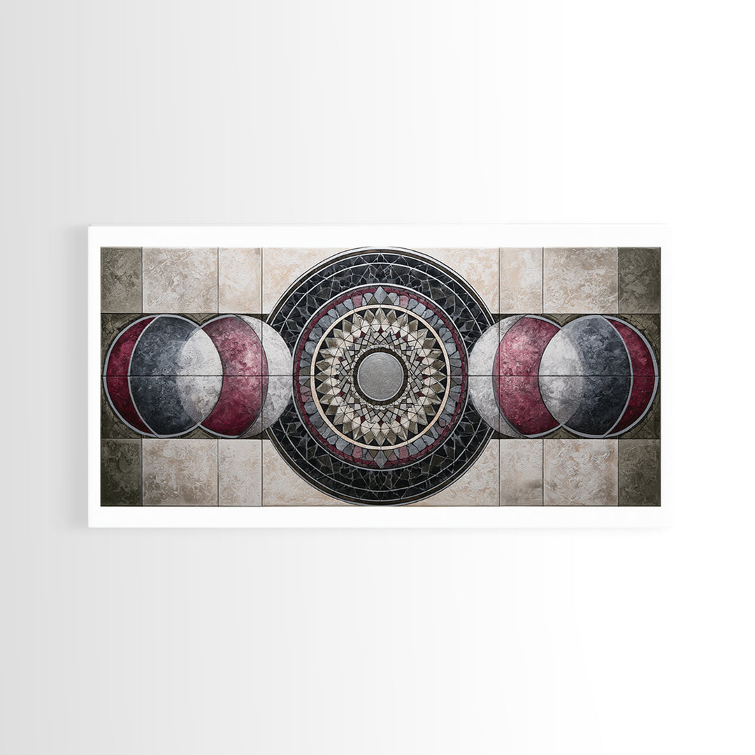 Moon Phase Mandala Canvas Print, Sacred Geometry Art, Wall Art, Living Room Decor, Fine Art, Geometry, Wall Art Print, SGA-2x1-58