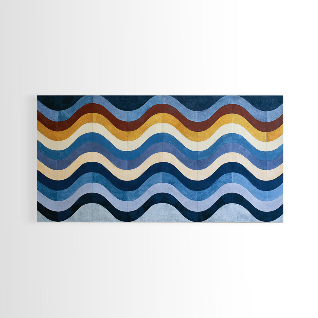 Geometric Wave Pattern Canvas Print, Sacred Geometry Art, Textured Painting, Living Room Decor, Abstract Art, Geometry, SGA-2x1-66