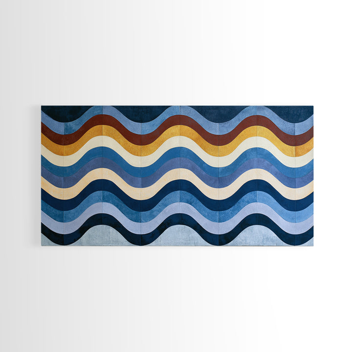 Geometric Wave Pattern Canvas Print, Sacred Geometry Art, Textured Painting, Living Room Decor, Abstract Art, Geometry, SGA-2x1-66