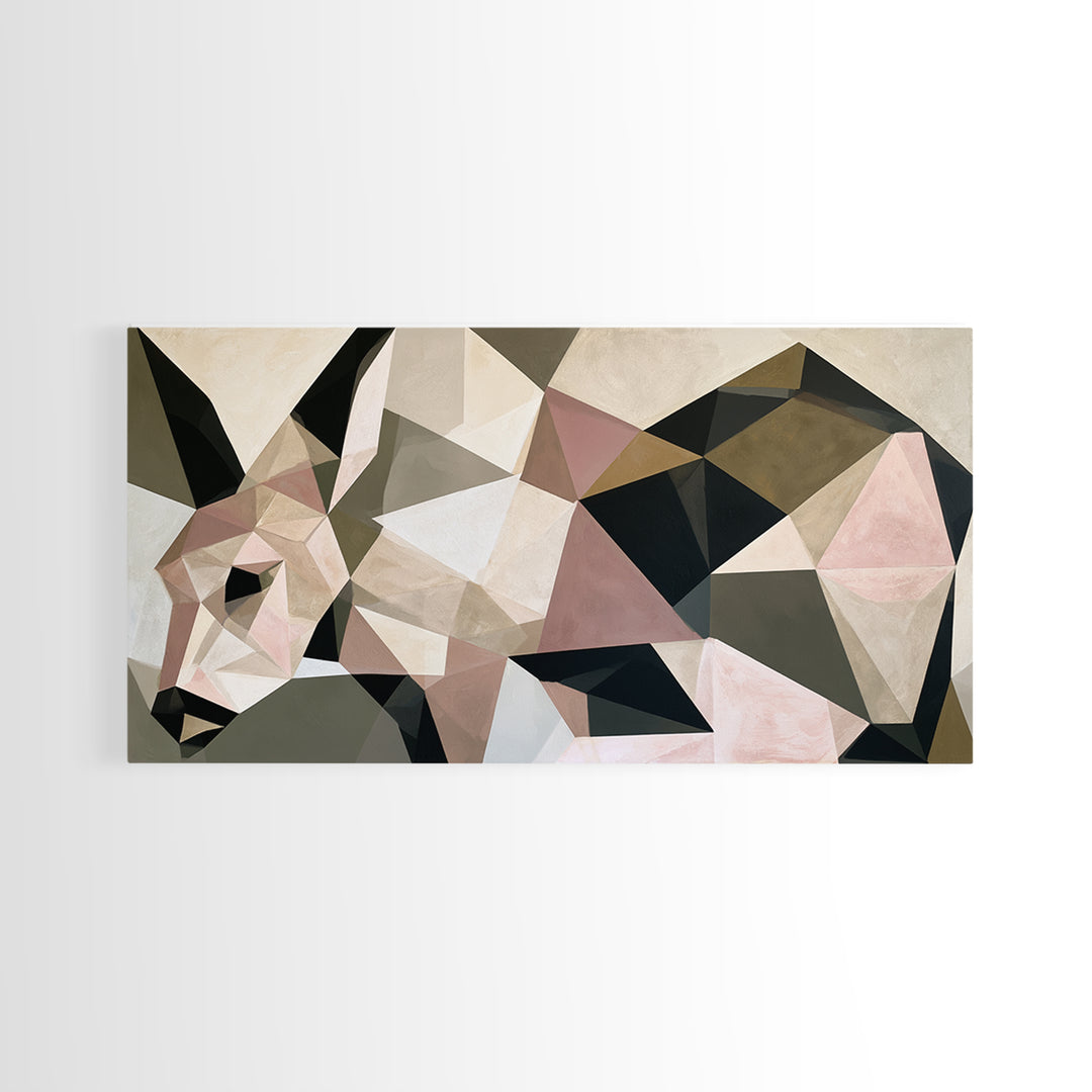 Sacred Deer Formed from Geometric Facets Framed Canvas Print, Sacred Geometry Art, Boho Decor, Living Room Decor, Geometry, SGA-2x1-99