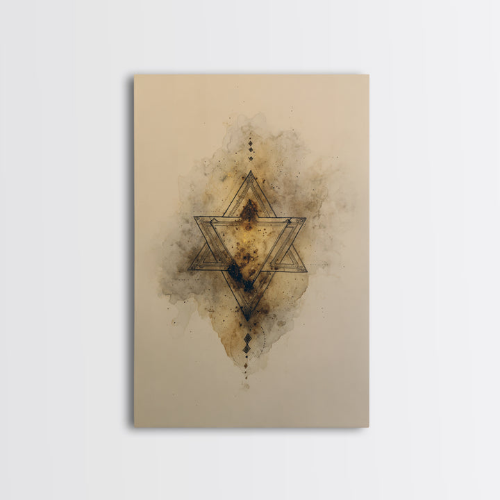 Triangle Mountain Landscape Framed Canvas Print, Sacred Geometry Art, Wall Art, Living Room Decor, Oil Painting, Geometry, SGA-2x3-1