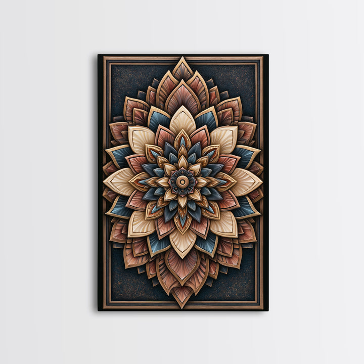 Mandala Lotus with Precise Radial Symmetry Canvas Print, Sacred Geometry Art, Luxury Decor, Living Room Decor, Geometry, SGA-2x3-10