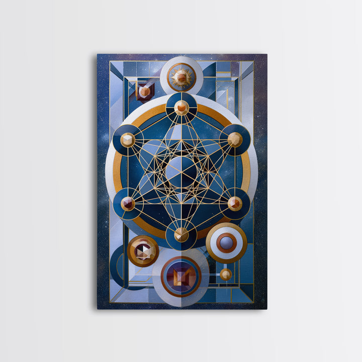 Metatron Cube with Celestial Background Canvas Print, Sacred Geometry Art, Decorations, Living Room Decor, Abstract Art, SGA-2x3-11