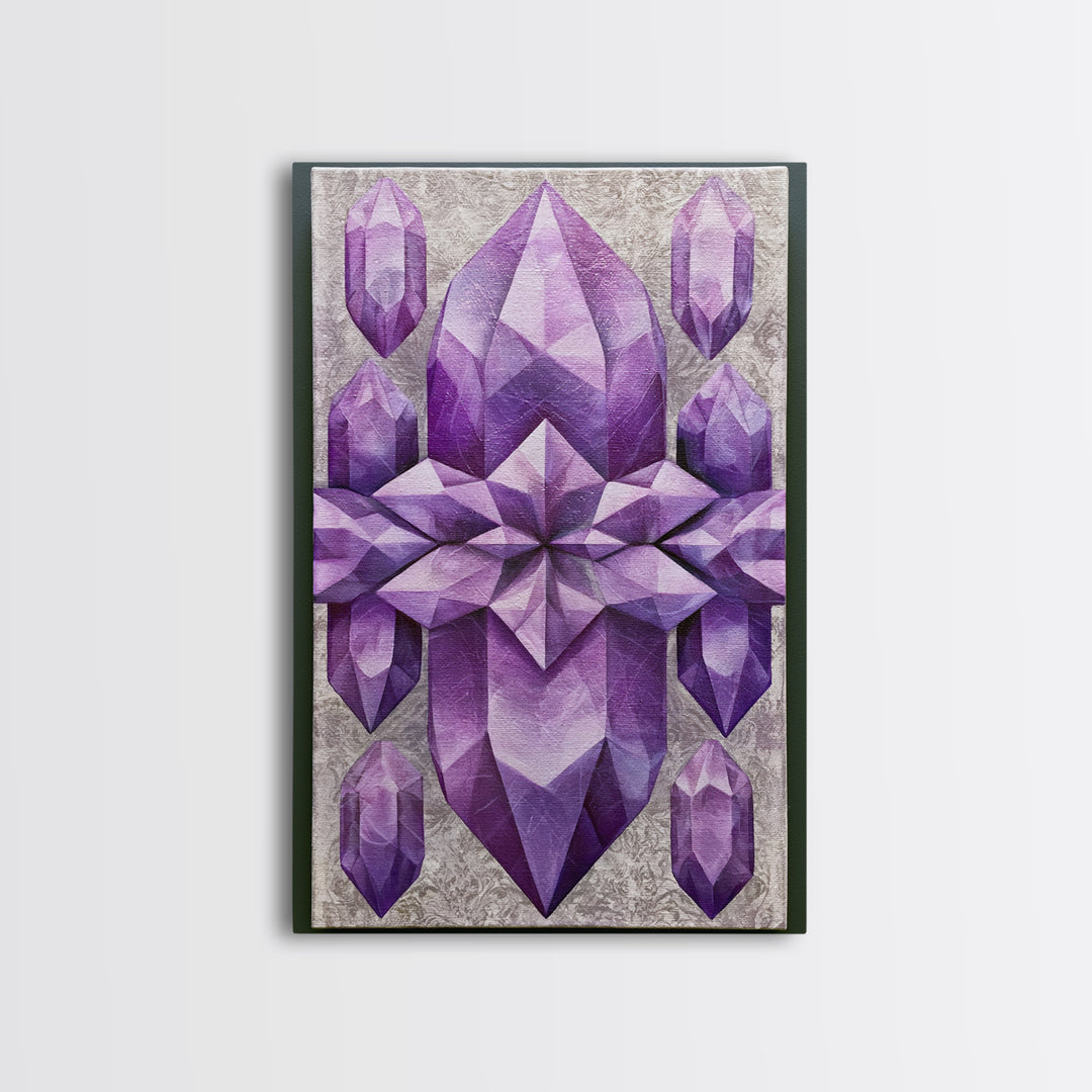 Crystal Grid Pattern Framed Canvas Print, Sacred Geometry Art, Digital Art, Living Room Decor, Geometry, Minimalist Wall Art, SGA-2x3-13