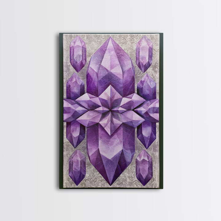 Crystal Grid Pattern Framed Canvas Print, Sacred Geometry Art, Digital Art, Living Room Decor, Geometry, Minimalist Wall Art, SGA-2x3-13