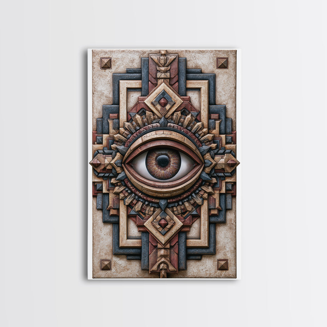 Cosmic Eye Inside Geometric Frame Framed Canvas Print, Sacred Geometry Art, Zen Home Decor, Living Room Decor, Abstract Art, SGA-2x3-3