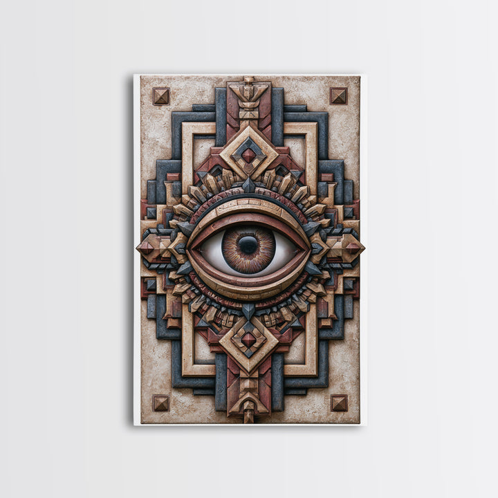 Cosmic Eye Inside Geometric Frame Framed Canvas Print, Sacred Geometry Art, Zen Home Decor, Living Room Decor, Abstract Art, SGA-2x3-3