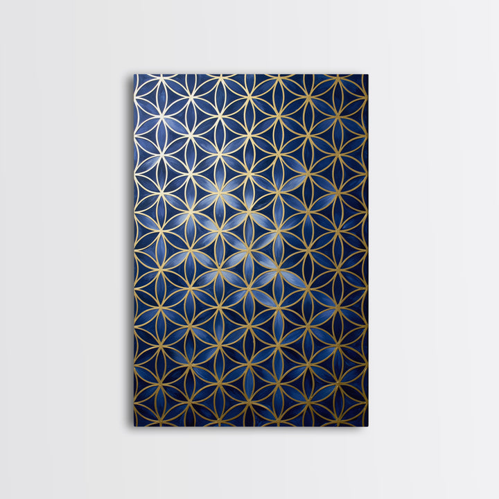 Flower of Life Pattern Framed Canvas Print, Sacred Geometry Art, Large Wall Art, Living Room Decor, Fine Art, Geometry, SGA-2x3-33