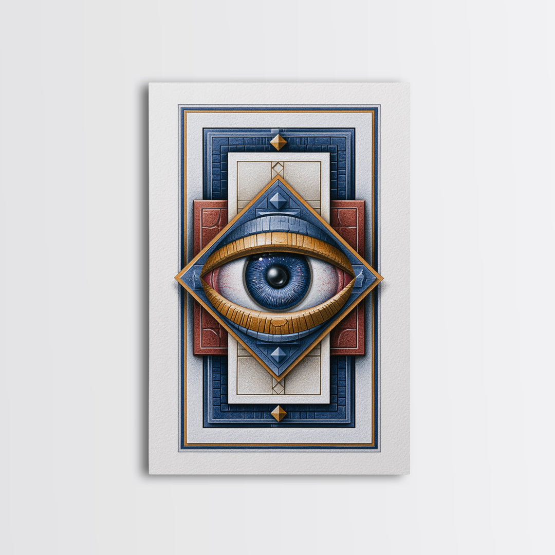 Cosmic Eye Inside Geometric Frame Framed Canvas Print, Sacred Geometry Art, Room Decor, Living Room Decor, Fine Art, Geometry, SGA-2x3-51