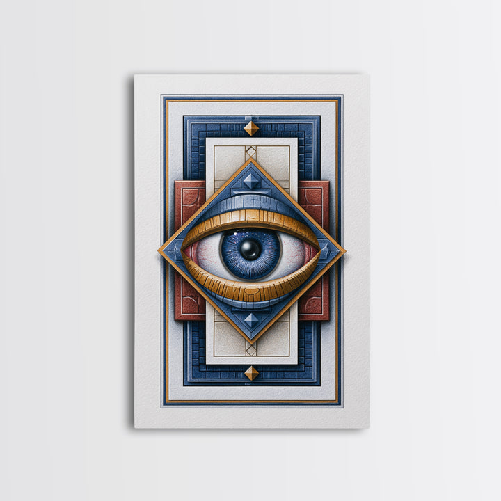 Cosmic Eye Inside Geometric Frame Framed Canvas Print, Sacred Geometry Art, Room Decor, Living Room Decor, Fine Art, Geometry, SGA-2x3-51