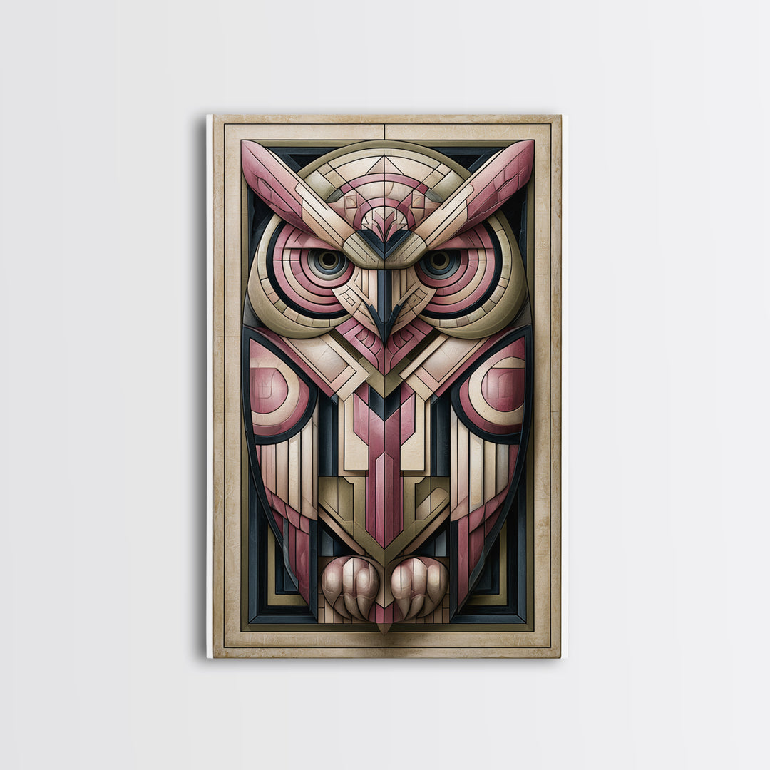 Sacred Owl Formed from Symmetrical Linework Canvas Print, Sacred Geometry Art, Digital Art, Living Room Decor, Geometry, SGA-2x3-74