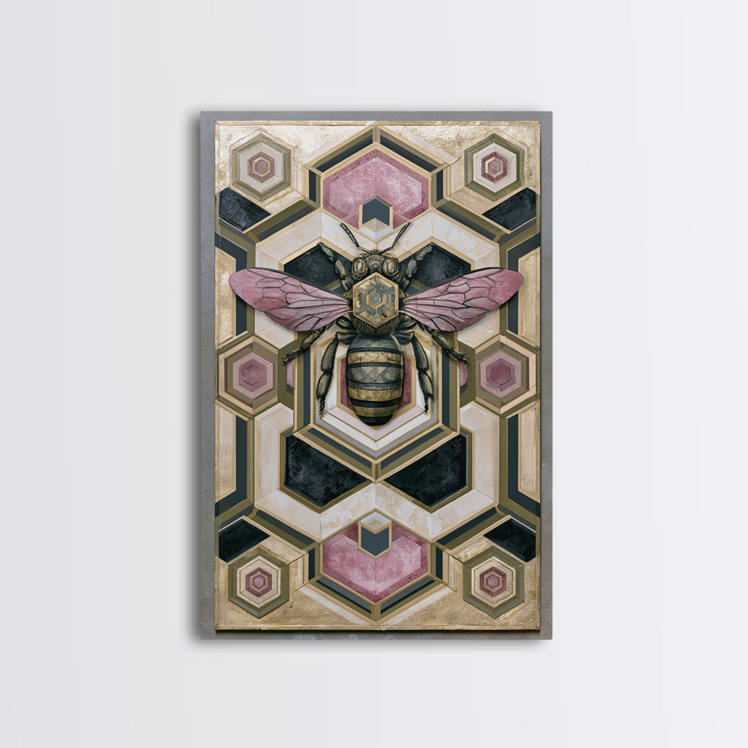 Hexagon Honeycomb Pattern Canvas Print, Sacred Geometry Art, Wall Hanging, Living Room Decor, Fine Art, Geometry, Wabi Sabi Art, SGA-2x3-96