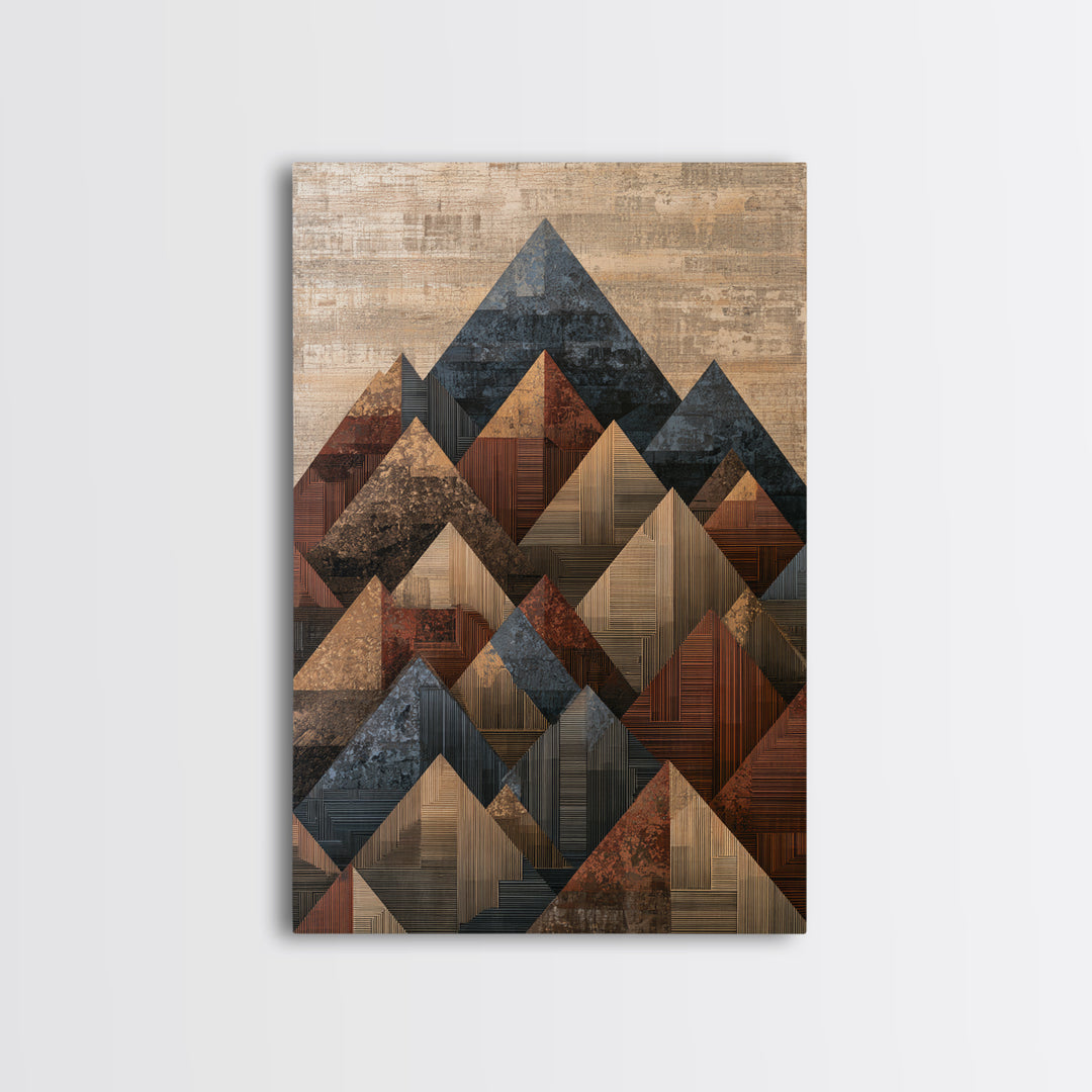 Triangle Mountain Landscape Framed Canvas Print, Sacred Geometry Art, Boho Wall Art, Living Room Decor, Fine Art, Geometry, SGA-2x3-97