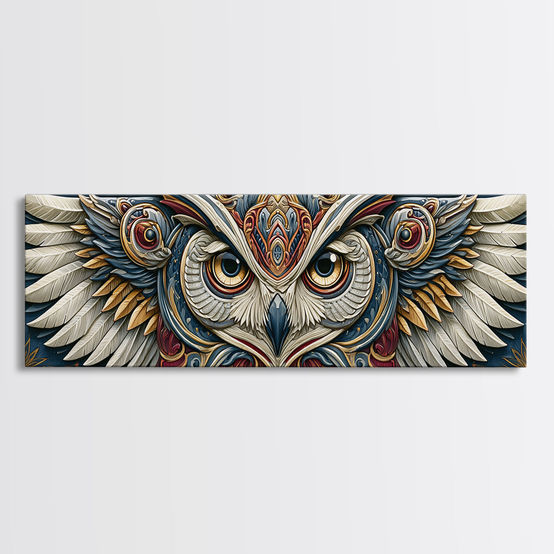 Sacred Owl Formed from Symmetrical Linework Canvas Print, Sacred Geometry Art, Wall Decor, Living Room Decor, Geometry, SGA-3x1-10