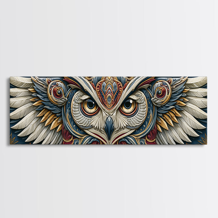 Sacred Owl Formed from Symmetrical Linework Canvas Print, Sacred Geometry Art, Wall Decor, Living Room Decor, Geometry, SGA-3x1-10