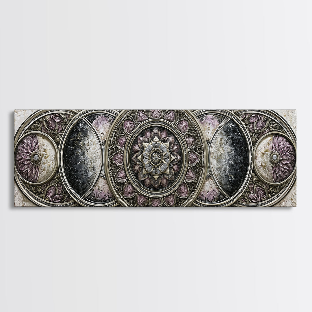 Moon Phase Mandala Canvas Print, Sacred Geometry Art, Wall Art, Living Room Decor, Fine Art, Geometry, Wall Art Print, SGA-3x1-30