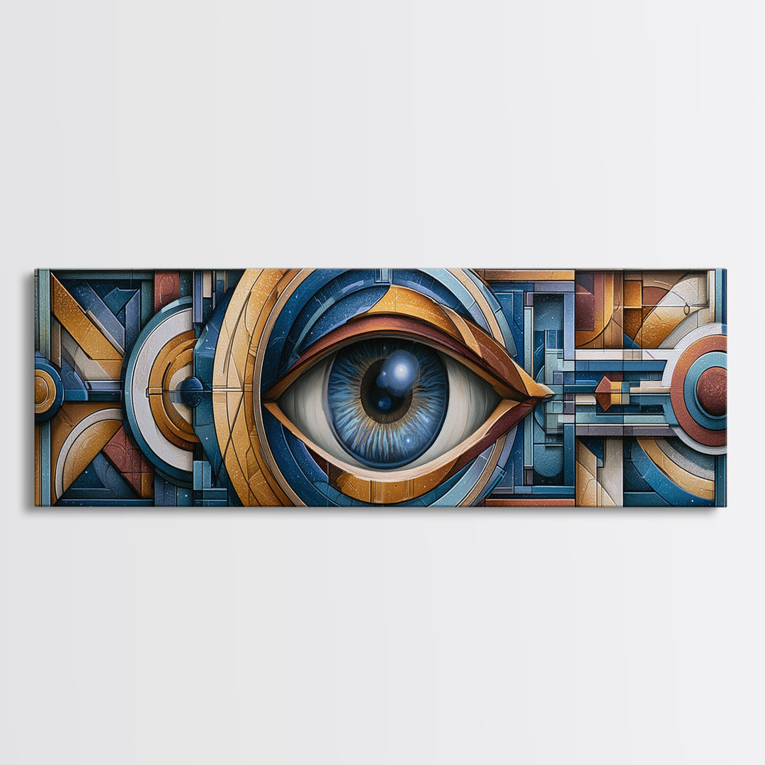 Cosmic Eye Inside Geometric Frame Canvas Print, Sacred Geometry Art, Art Print, Living Room Decor, Fine Art, Geometry, SGA-3x1-35