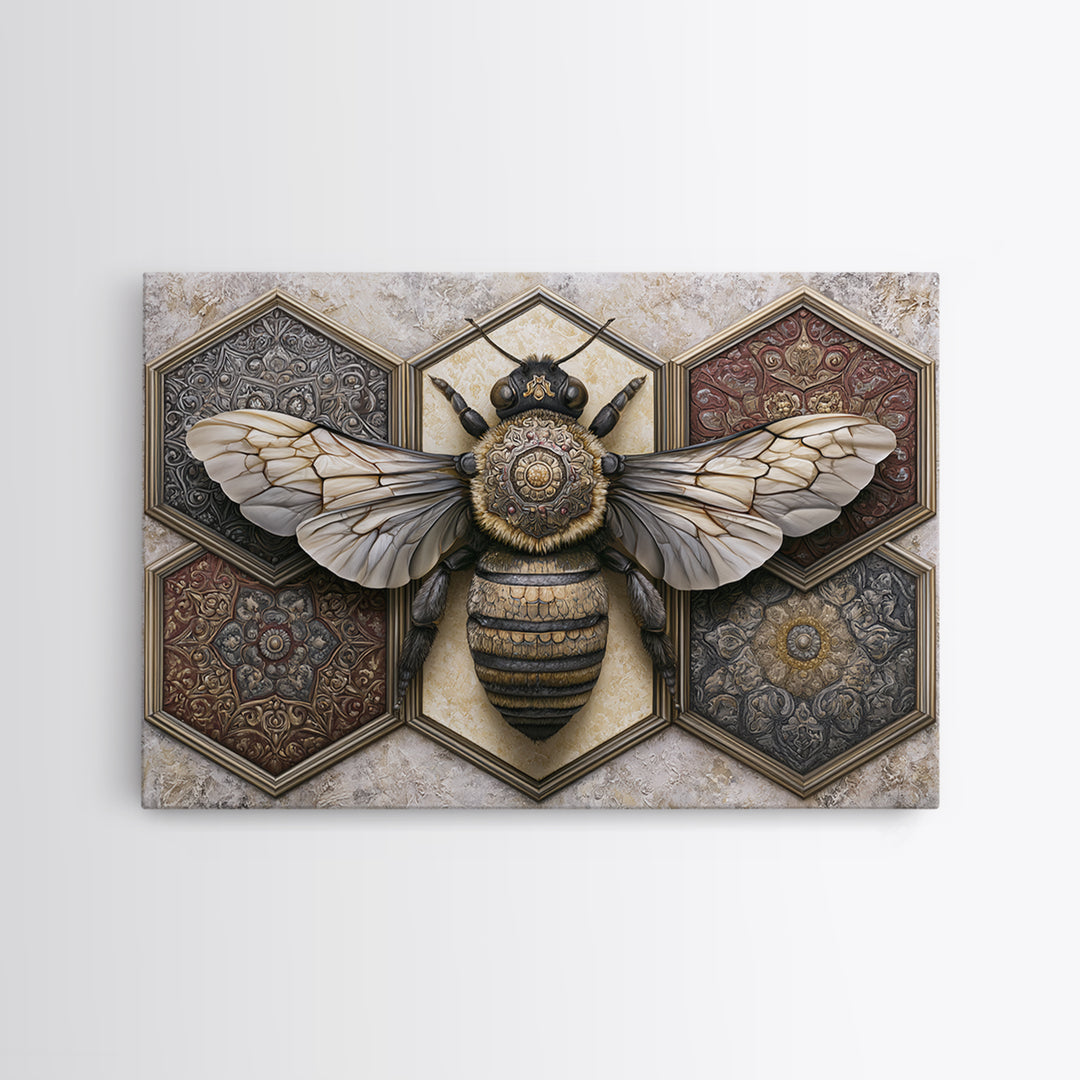 Hexagon Honeycomb Pattern Canvas Print, Sacred Geometry Art, Geometric Wall Art, Living Room Decor, Watercolor Art, Geometry, SGA-3x2-44