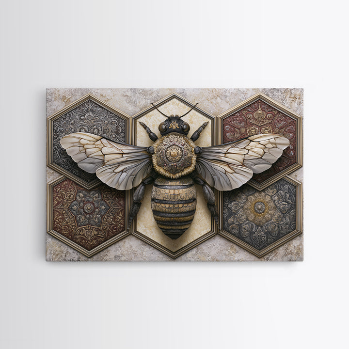 Hexagon Honeycomb Pattern Canvas Print, Sacred Geometry Art, Geometric Wall Art, Living Room Decor, Watercolor Art, Geometry, SGA-3x2-44