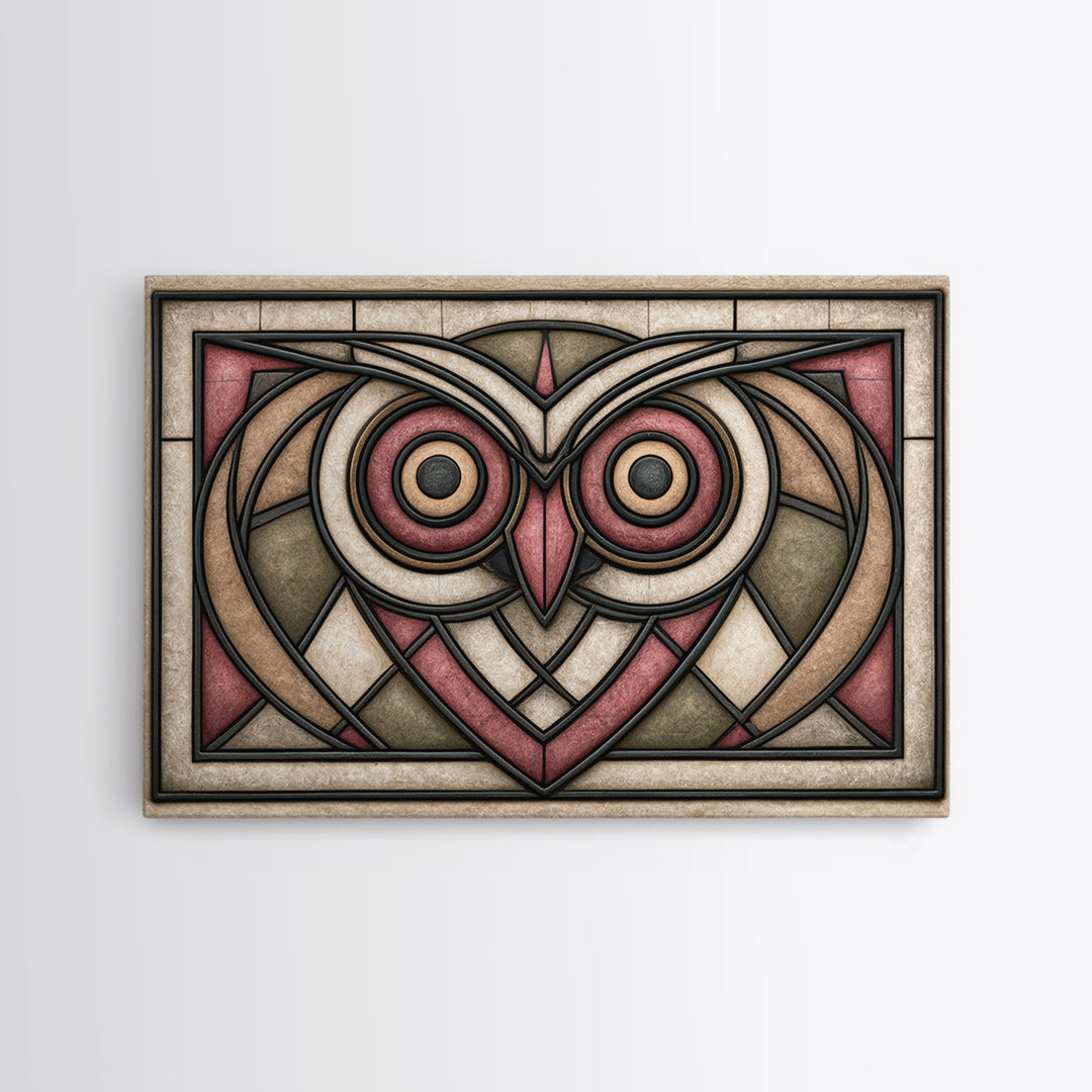 Sacred Owl Formed from Symmetrical Linework Canvas Print, Sacred Geometry Art, Boho Decor, Living Room Decor, Geometry, SGA-3x2-46