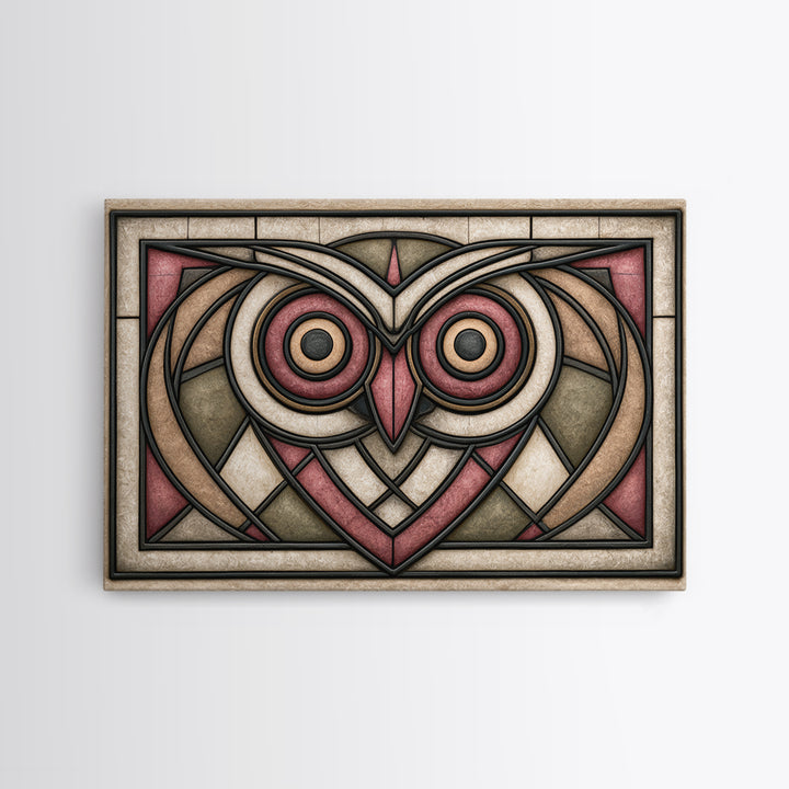 Sacred Owl Formed from Symmetrical Linework Canvas Print, Sacred Geometry Art, Boho Decor, Living Room Decor, Geometry, SGA-3x2-46