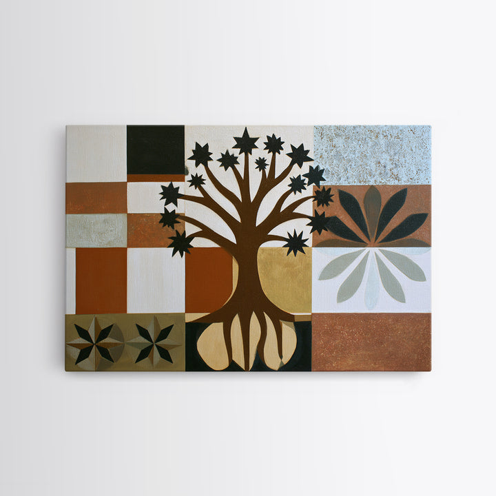 Geometric Tree of Life Framed Canvas Print, Sacred Geometry Art, Fall Decor, Living Room Decor, Abstract Art, Geometry, SGA-3x2-91