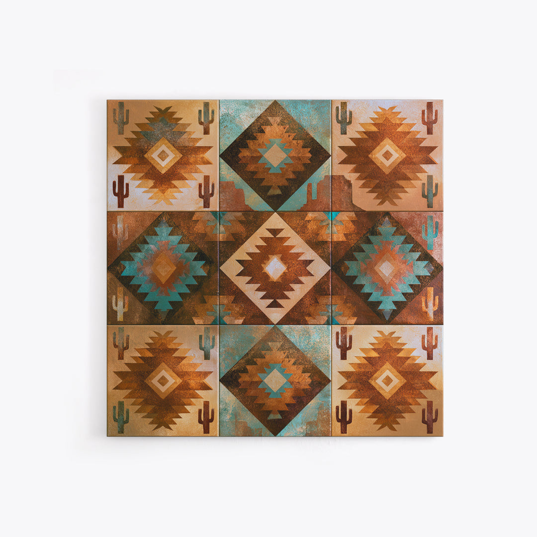 Navajo Geometric Pattern Framed Canvas Print, Southwestern Art, Western Wall Art, Southwestern Decor, Abstract Art, Mesa, SOU-1x1-52
