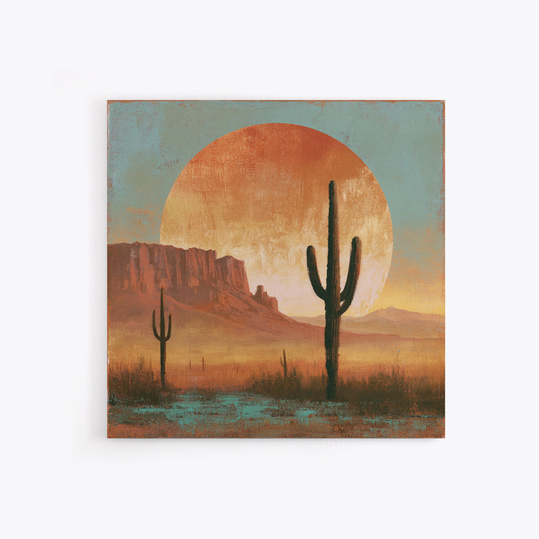 Saguaro Cactus under Enormous Sunset Framed Canvas Print, Southwestern Art, Fine Art Print, Southwestern Decor, Fine Art, Mesa, SOU-1x1-74