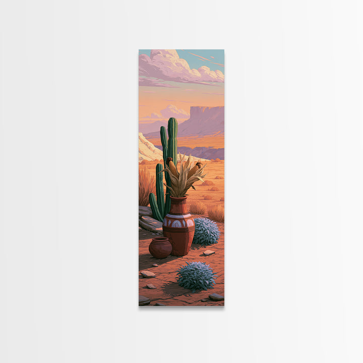 Pueblo Pottery Still Life Canvas Print, Southwestern Art, Prints Wall Art, Southwestern Decor, Fine Art, Mesa, Tile Art, SOU-1x3-35