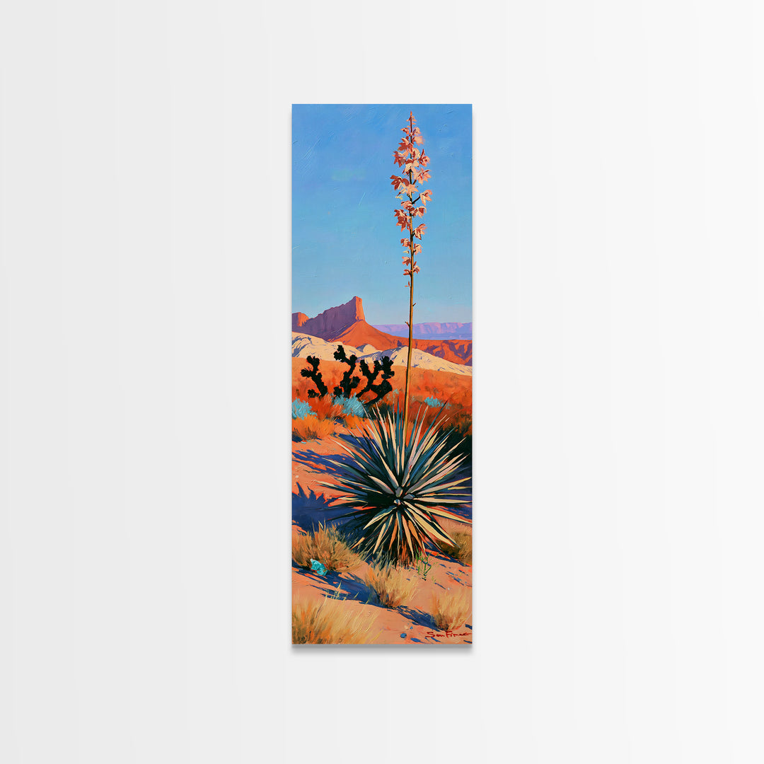 Yucca Blooms Against Clear Blue Sky Canvas Print, Southwestern Art, Western Decor, Southwestern Decor, Fine Art, Mesa, SOU-1x3-56
