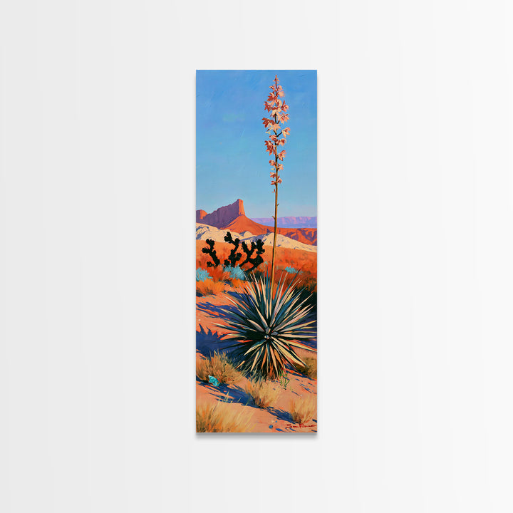 Yucca Blooms Against Clear Blue Sky Canvas Print, Southwestern Art, Western Decor, Southwestern Decor, Fine Art, Mesa, SOU-1x3-56