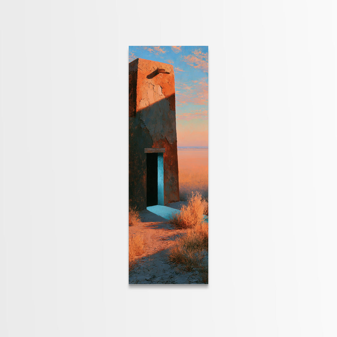 Adobe Doorway with Turquoise Blue Shadow Canvas Print, Southwestern Art, Printable Wall Art, Southwestern Decor, Fine Art, Mesa, SOU-1x3-65