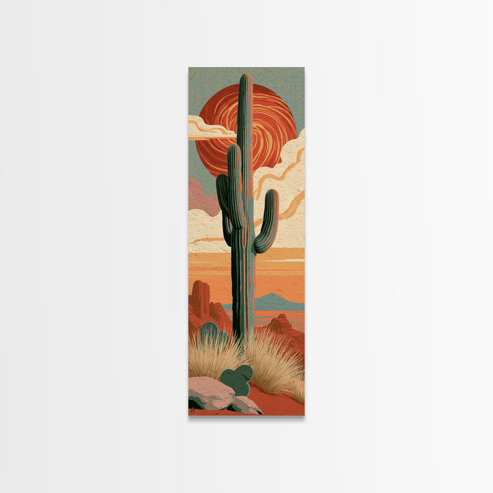 Saguaro Cactus under Enormous Sunset Canvas Print, Southwestern Art, Contemporary Art, Southwestern Decor, Fine Art, Mesa, SOU-1x3-86