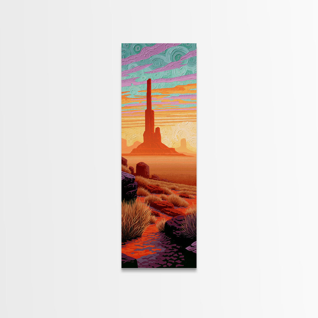 Monument Valley Silhouette Canvas Print, Southwestern Art, Room Decor, Southwestern Decor, Fine Art, Mesa, Digital Wall Art, SOU-1x3-94