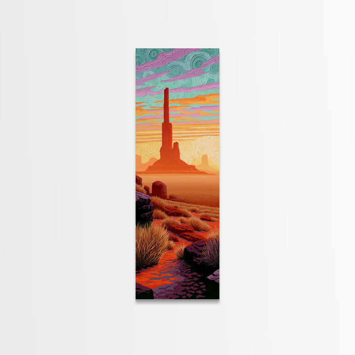Monument Valley Silhouette Canvas Print, Southwestern Art, Room Decor, Southwestern Decor, Fine Art, Mesa, Digital Wall Art, SOU-1x3-94