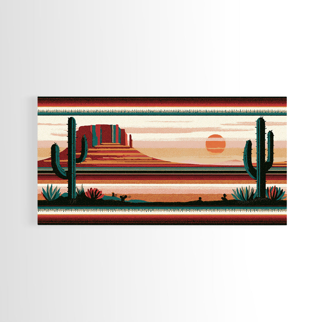 Navajo Geometric Pattern Canvas Print, Southwestern Art, Painting, Southwestern Decor, Abstract Art, Mesa, Tapestry Wall Art, SOU-2x1-48