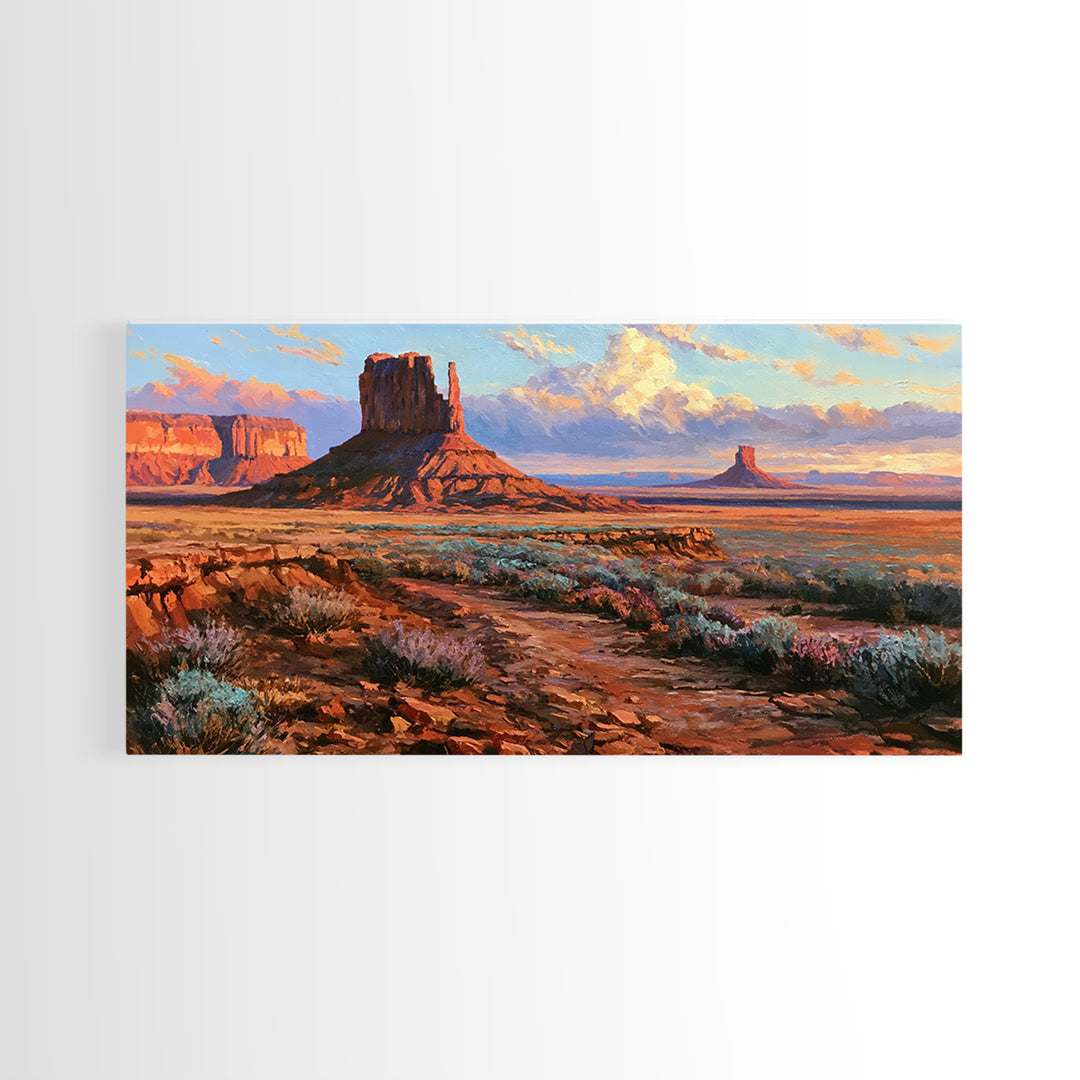 Desert Mesas in Terracotta and Turquoise Canvas Print, Southwestern Art, Western Wall Art, Southwestern Decor, Fine Art, Mesa, SOU-2x1-69