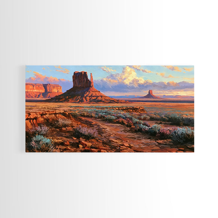 Desert Mesas in Terracotta and Turquoise Canvas Print, Southwestern Art, Western Wall Art, Southwestern Decor, Fine Art, Mesa, SOU-2x1-69