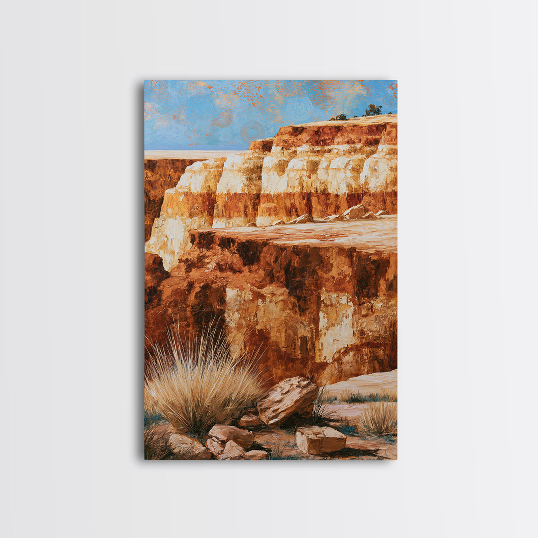 Abstract Canyon Layers Canvas Print, Southwestern Art, Wall Decor, Southwestern Decor, Oil Painting, Mesa, Boho Decor, SOU-2x3-50