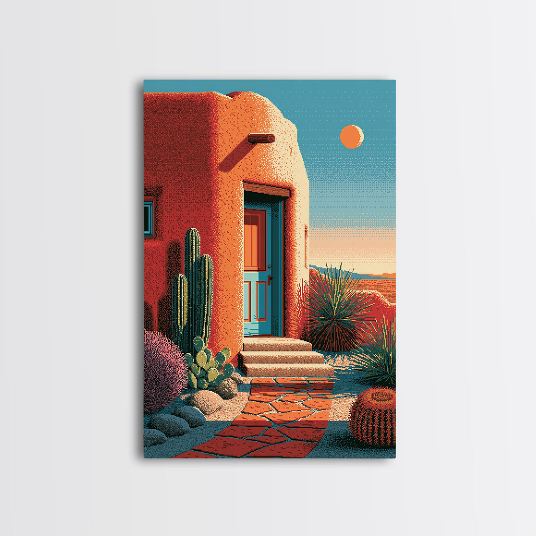 Adobe Doorway with Turquoise Blue Shadow Canvas Print, Southwestern Art, Western Decor, Southwestern Decor, Fine Art, Mesa, SOU-2x3-61