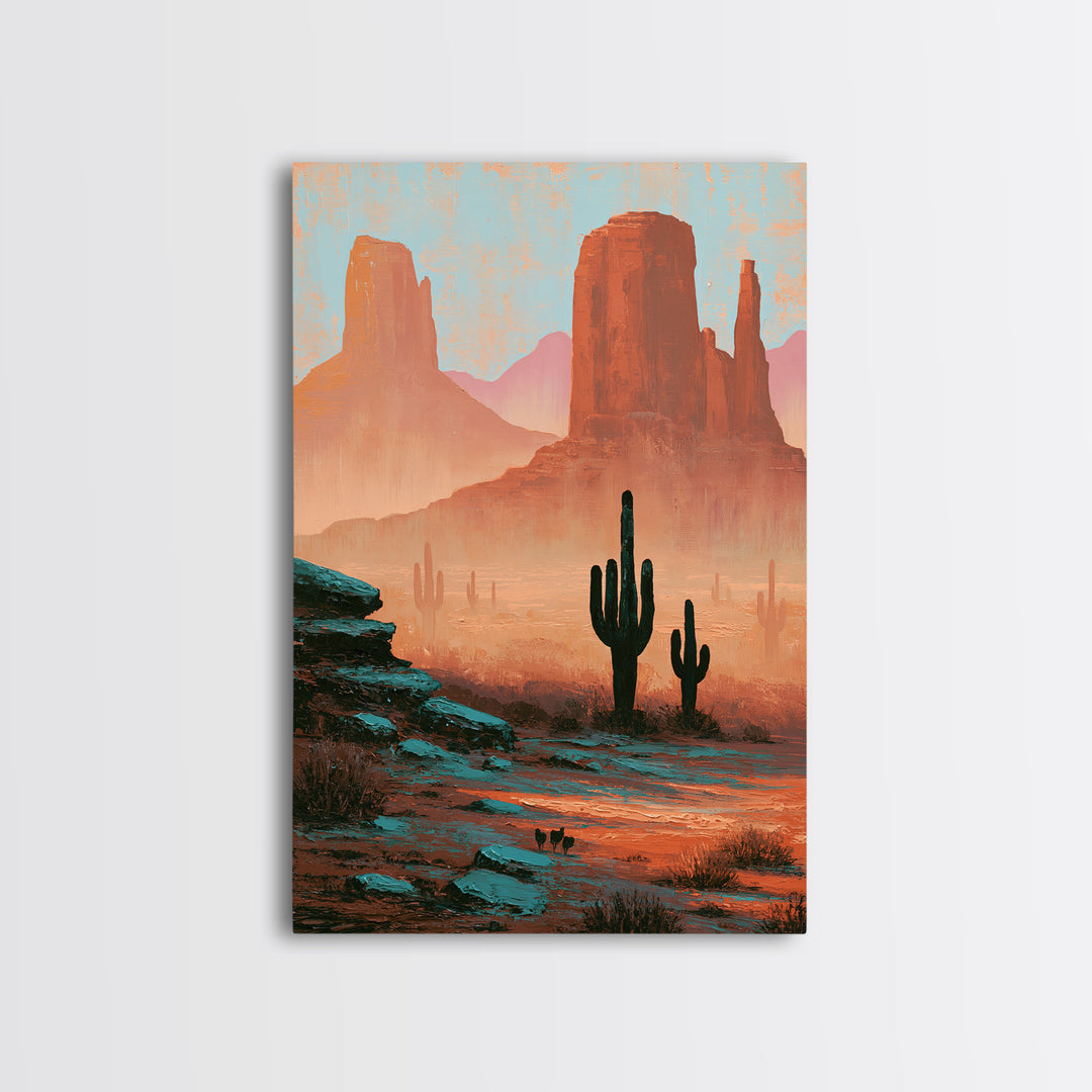 Monument Valley Silhouette Canvas Print, Southwestern Art, Oil Painting, Southwestern Decor, Fine Art, Mesa, Oil Paintings, SOU-2x3-66