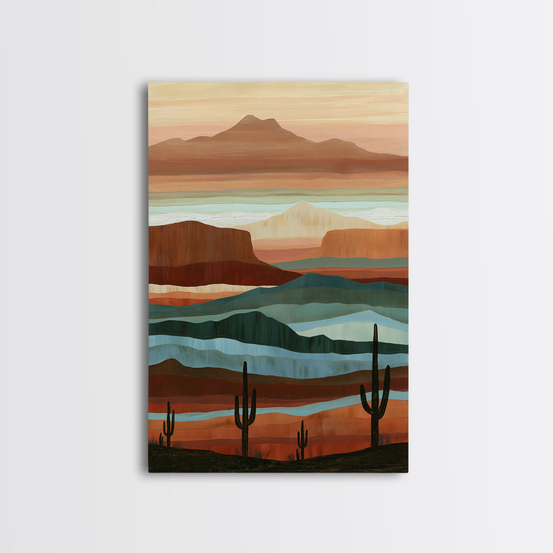 Abstract Canyon Layers Framed Canvas Print, Southwestern Art, Large Wall Art, Southwestern Decor, Mesa, Farmhouse Wall Art, SOU-2x3-74
