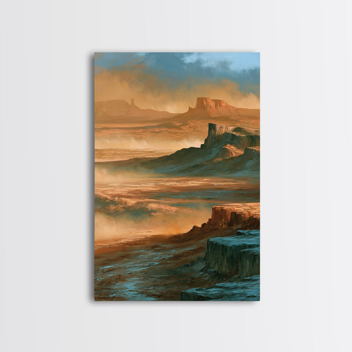 Desert Mesas in Terracotta and Turquoise Canvas Print, Southwestern Art, Farmhouse Wall Art, Southwestern Decor, Fine Art, Mesa, SOU-2x3-81