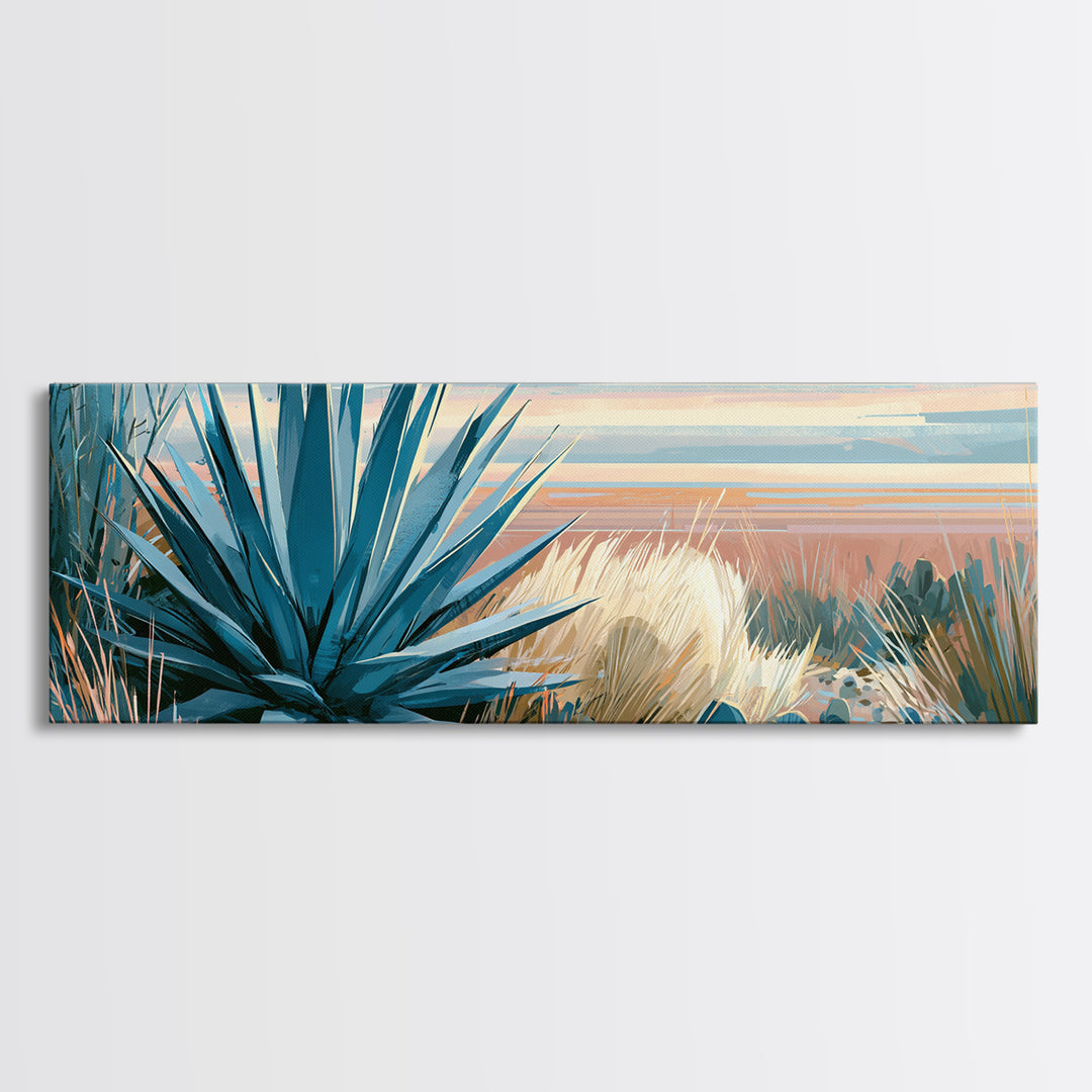 Agave Plant Closeup Canvas Print, Southwestern Art, Farmhouse Wall Art, Southwestern Decor, Oil Painting, Mesa, Fine Art Print, SOU-3x1-29