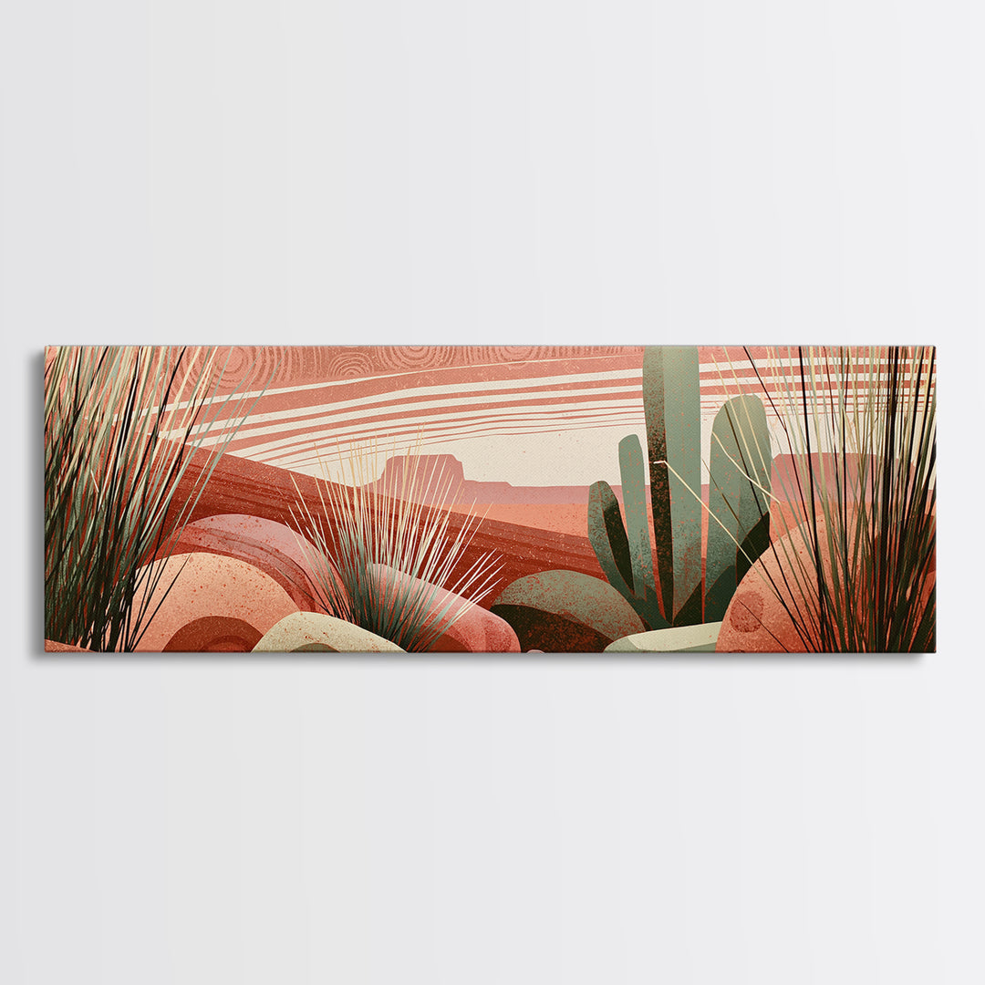 Tribal Blanket Abstract Without Sacred Copying Canvas Print, Southwestern Art, Antique Oil Painting, Southwestern Decor, Mesa, SOU-3x1-54